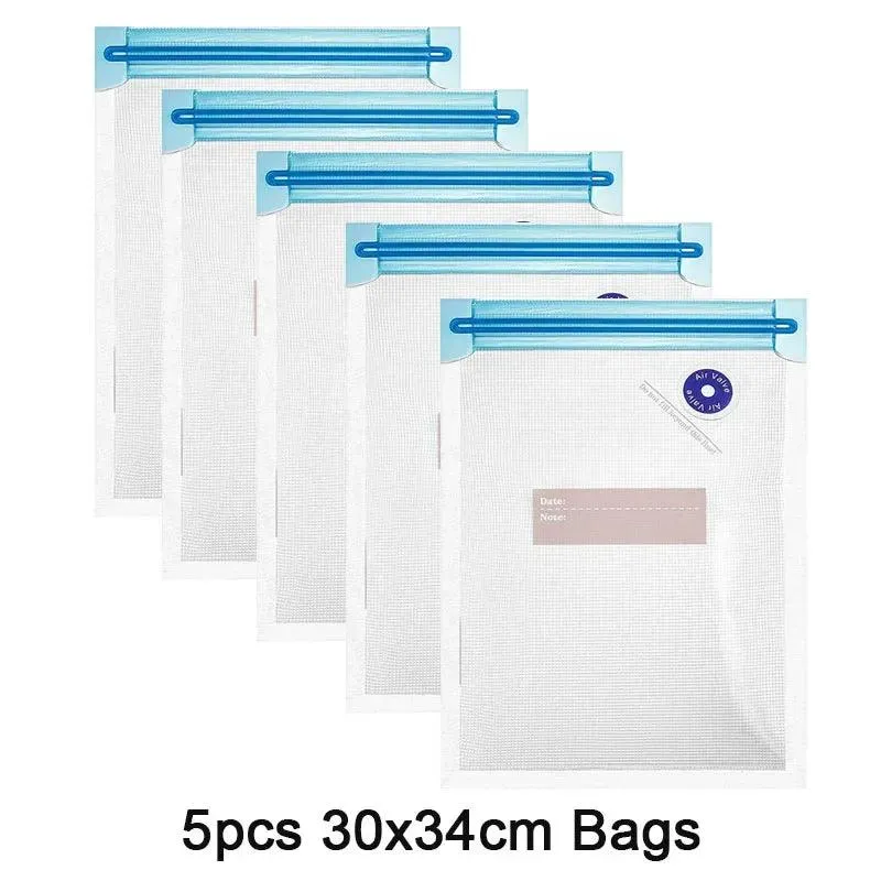 🛍️ Reusable Vacuum Food Storage Zipper Bags Set | Electric Handheld Vacuum Sealer Pump | Sous Vide Bags, USB Rechargeable & BPA Free