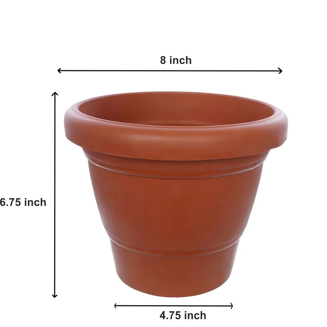 0838 Garden Heavy Plastic Planter Pot / Gamla 8 inch (Brown, Pack of 1,Medium )