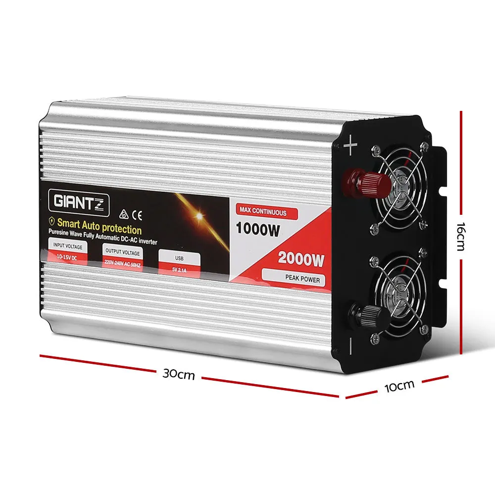 1000W Pure Sine Wave Inverter Dual 240V, USB - Giantz