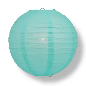 10" Water Blue Round Paper Lantern, Even Ribbing, Chinese Hanging Wedding & Party Decoration