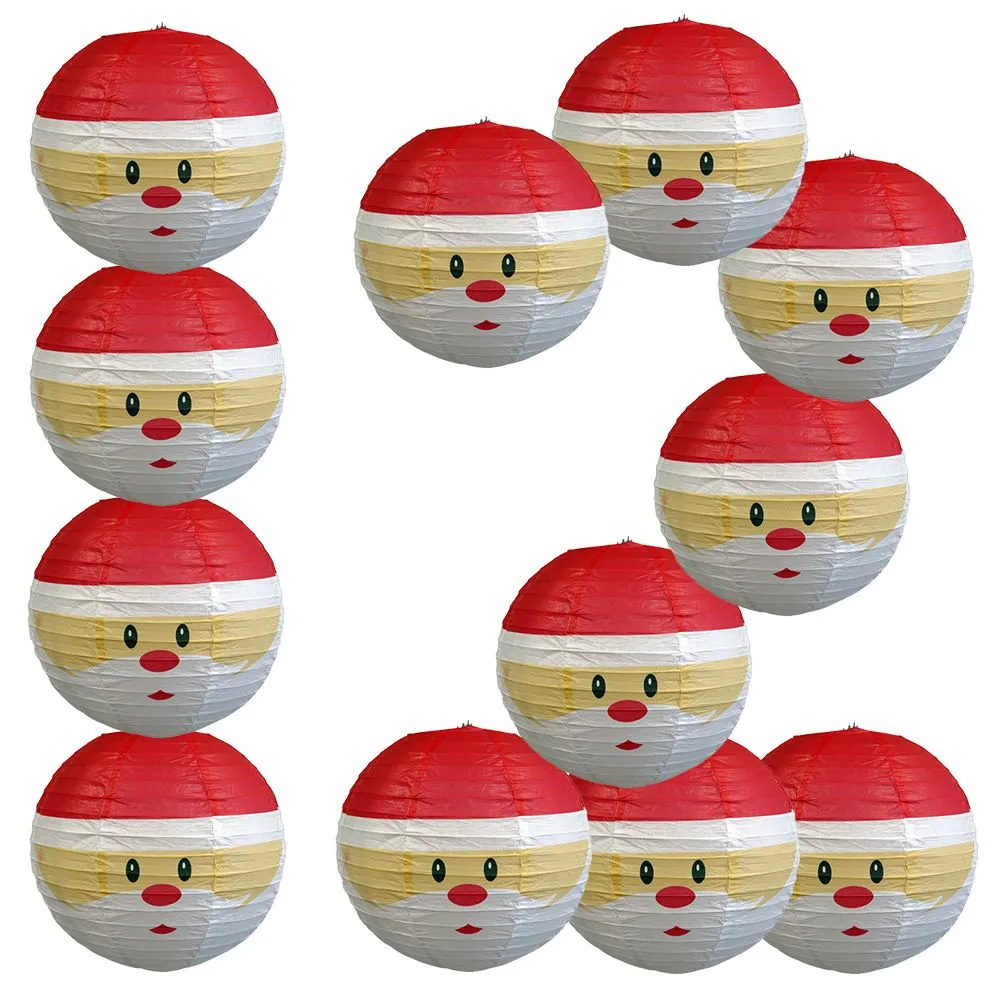 12 PACK | 14" Santa Claus Christmas Holiday Paper Lantern