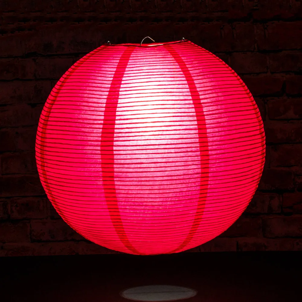 12" Red Fine Line Premium Even Ribbing Paper Lantern, Extra Sturdy