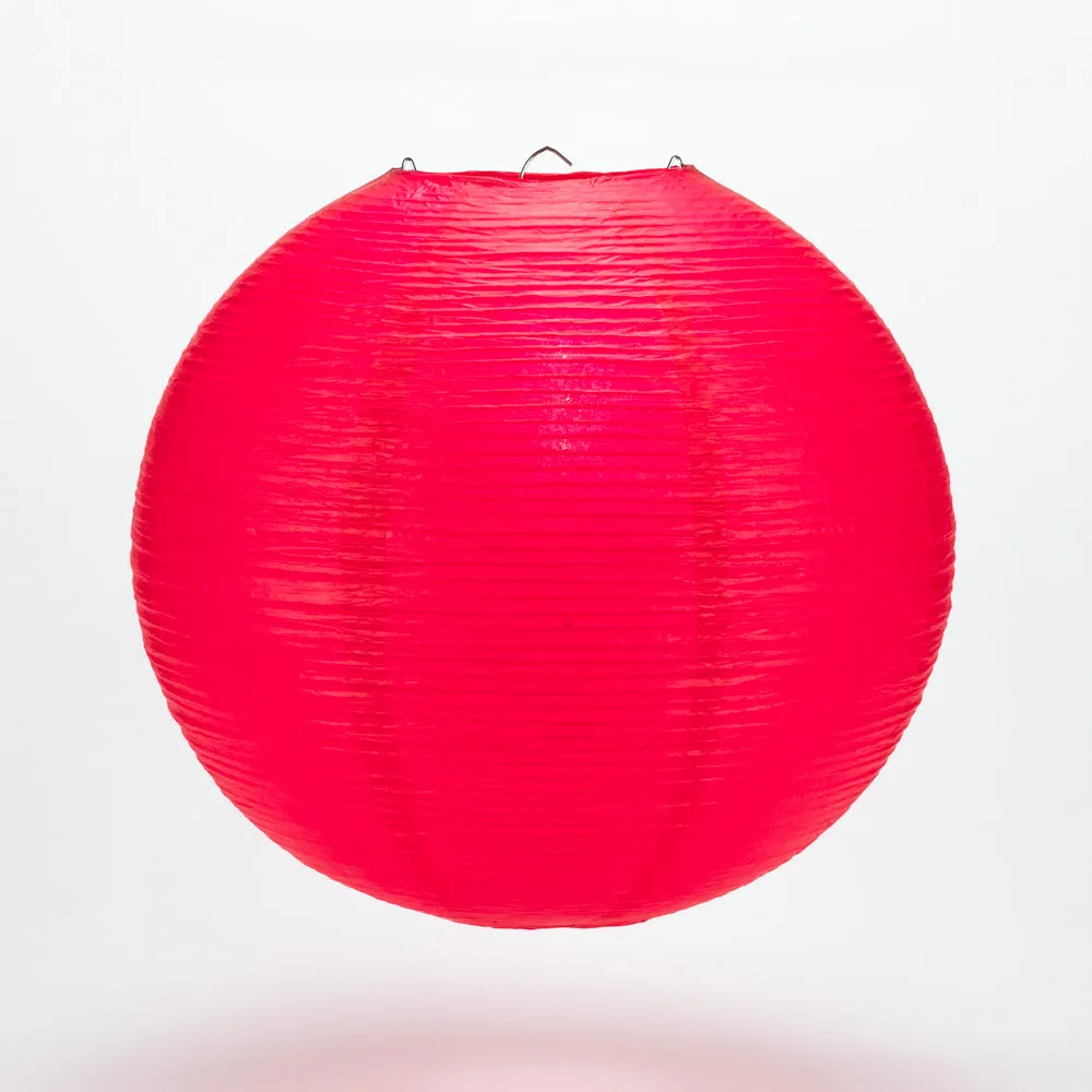 12" Red Fine Line Premium Even Ribbing Paper Lantern, Extra Sturdy