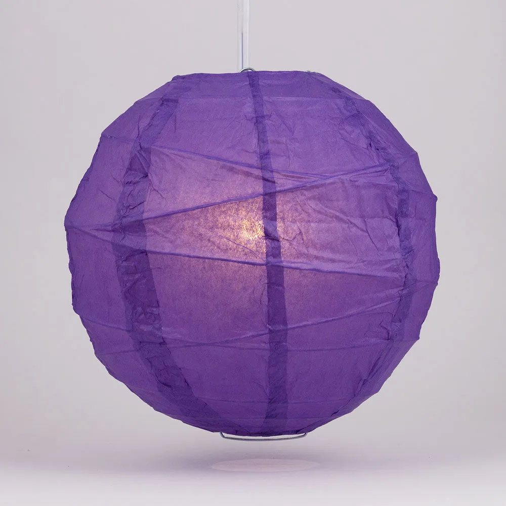 12" Royal Purple Round Paper Lantern, Crisscross Ribbing, Chinese Hanging Wedding & Party Decoration