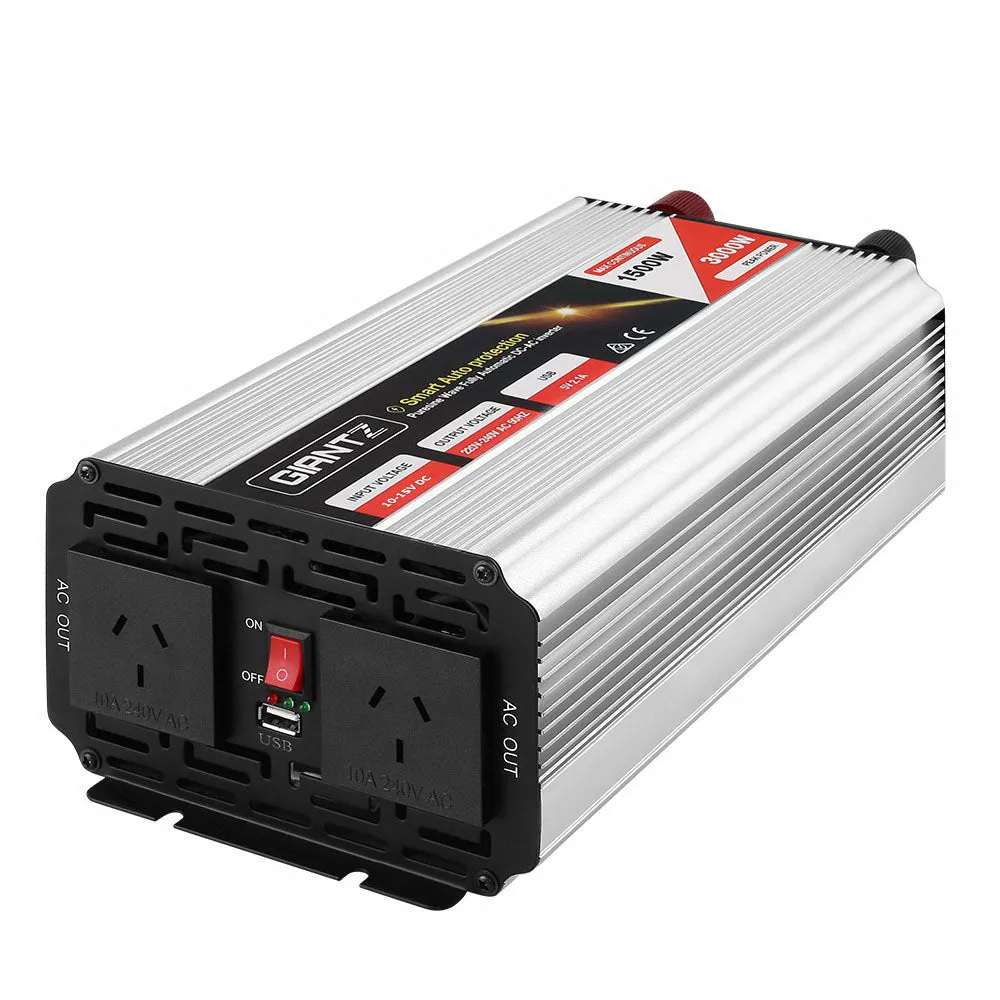 1500W Pure Sine Wave Inverter, Dual Sockets, Giantz