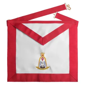 18th Degree Rose Croix Scottish Rite Apron - Red Borders With Colorful Emblem