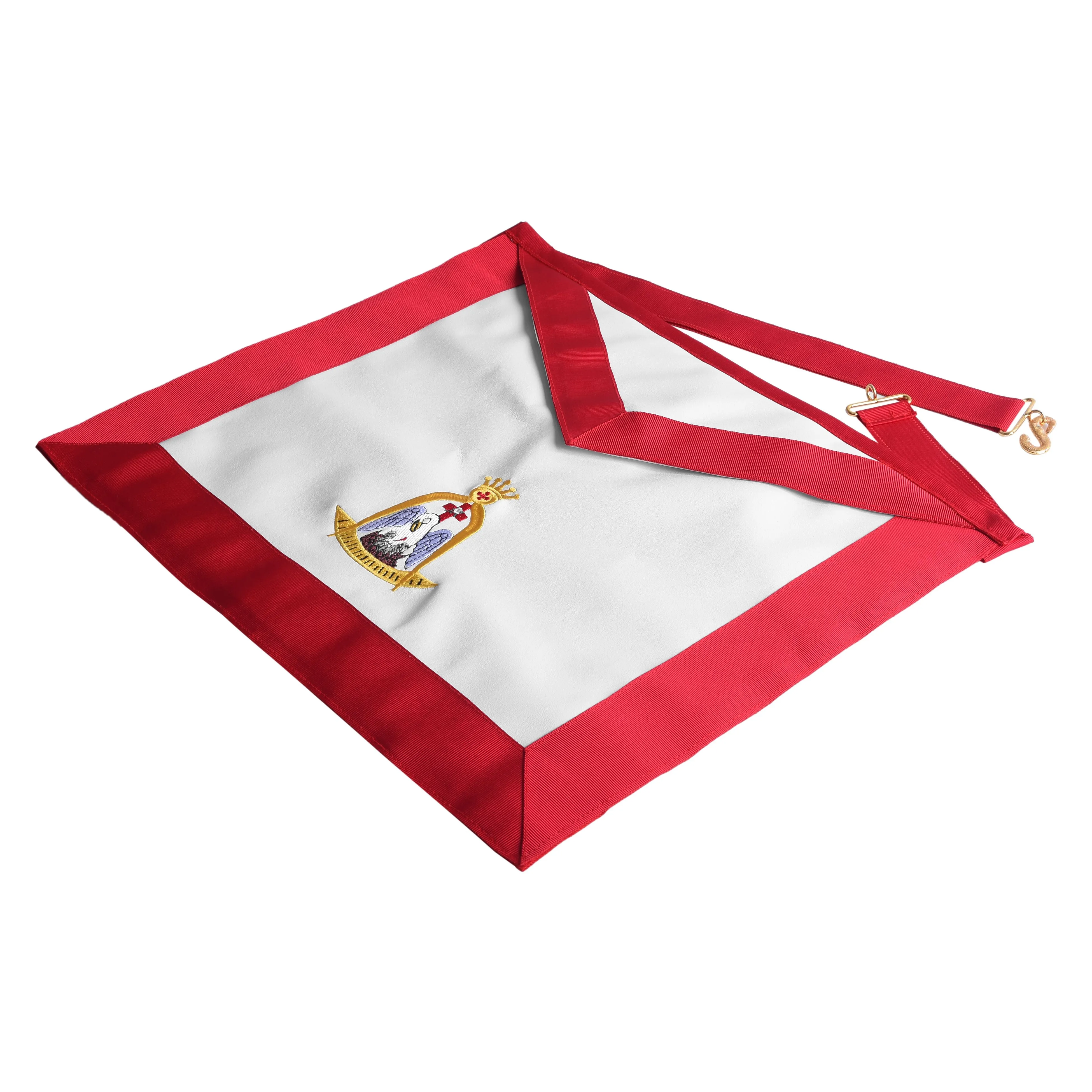 18th Degree Rose Croix Scottish Rite Apron - Red Borders With Colorful Emblem