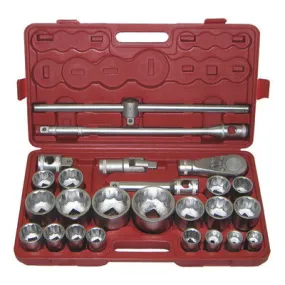 26 Piece 3/4" & 1" Drive Metric 12 Point Large Ratchet Socket Set Tool Kit