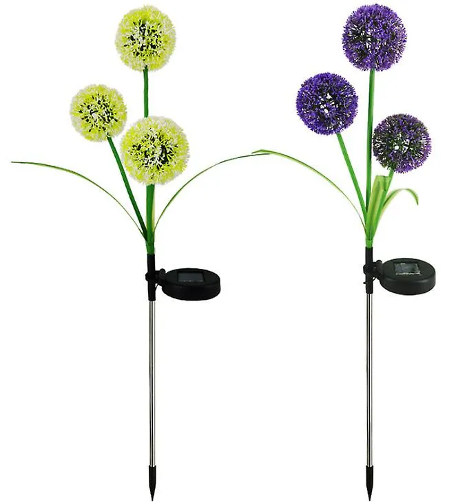 2pcs green Solar waterproof simulation dandelion lawn light, 3LED garden landscape lamp AZ18626