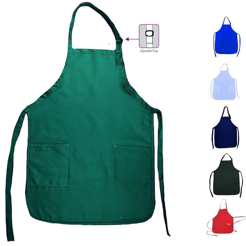 3 Pack Full Adult Size Bib Aprons With 2 Waist Pockets Plain Solid Colors Kitchen Cook Chef Waiter Crafts Garden Wholesale Lot Bulk