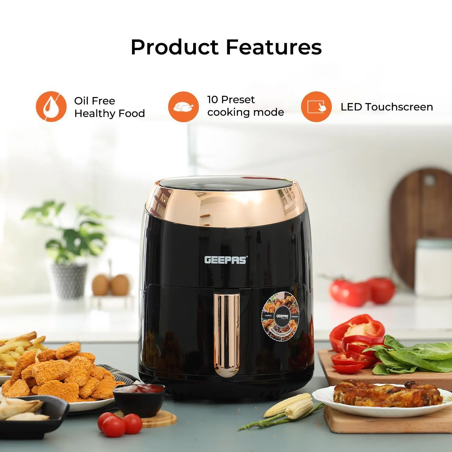 3.5L Rose Gold Digital 'Vortex' Air Fryer   Free Recipe E-Book