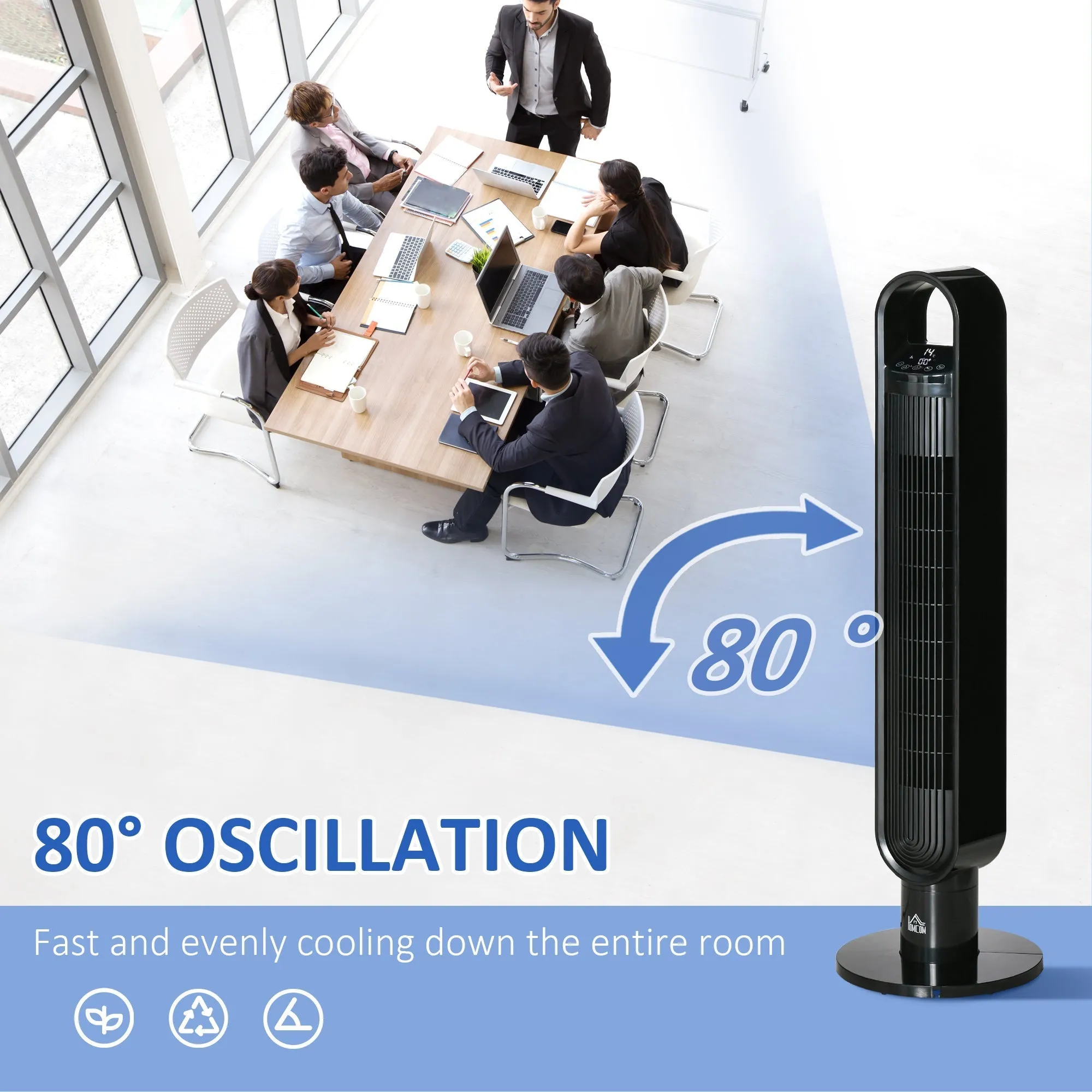 39" Anion Freestanding Tower Fan Cooling for Bedroom with Oscillating