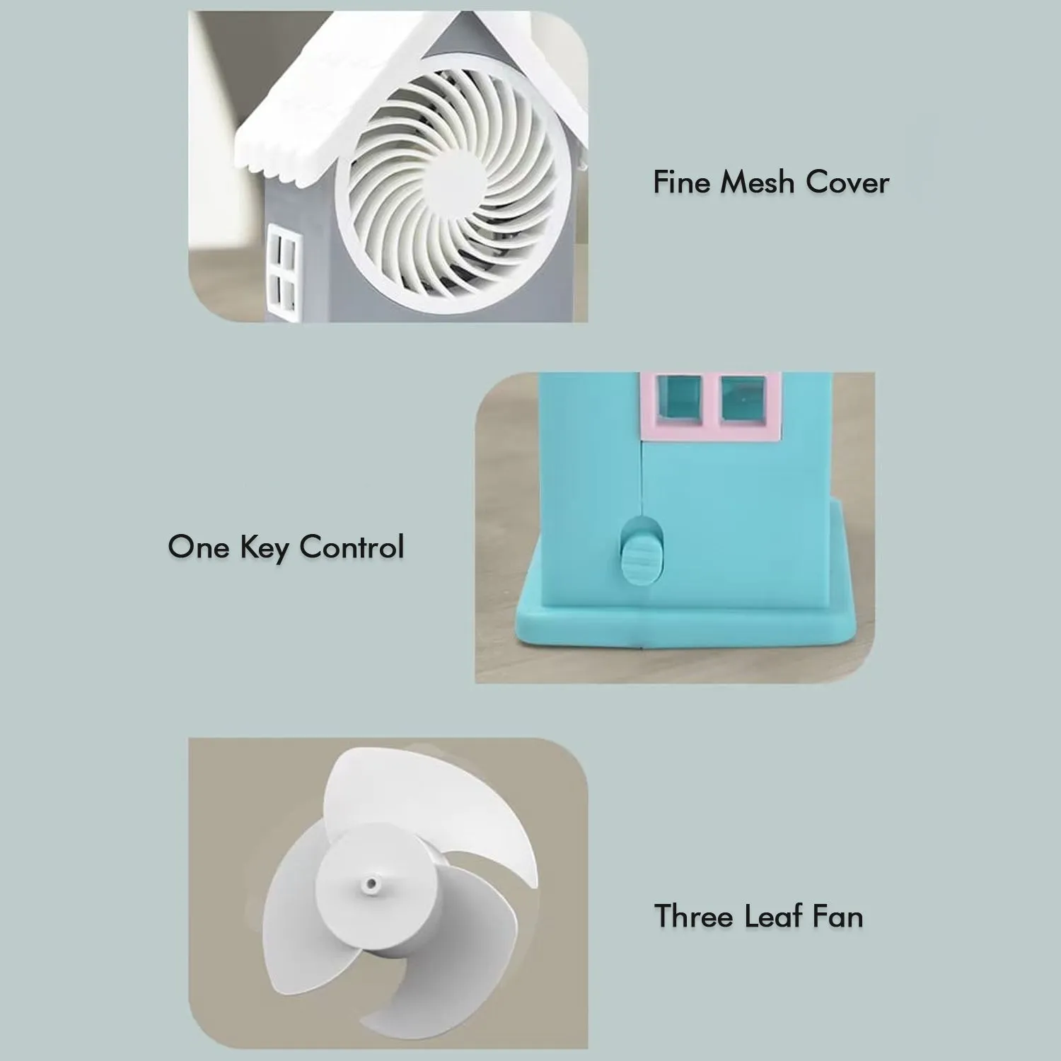 4799 Mini House Fan House Design Rechargeable Portable Personal Desk Fan For Home , Office & Kids Use (Battery Not Include)