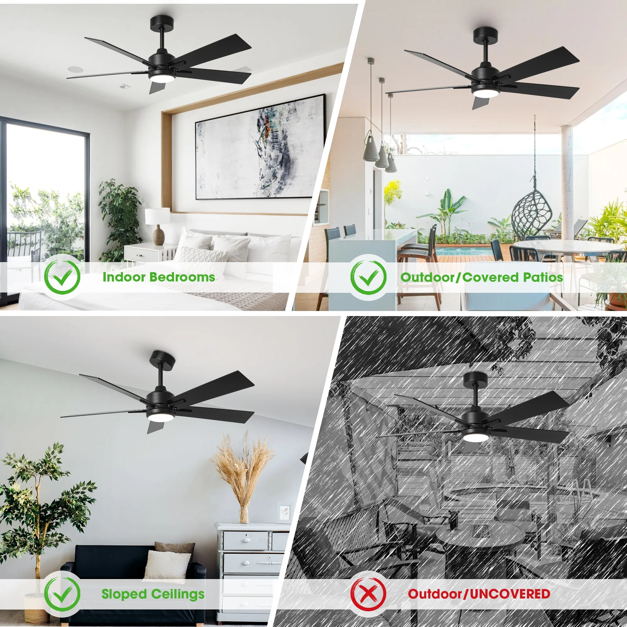 48" DC Motor 5 Blades Modern Downrod Mount Ceiling Fan