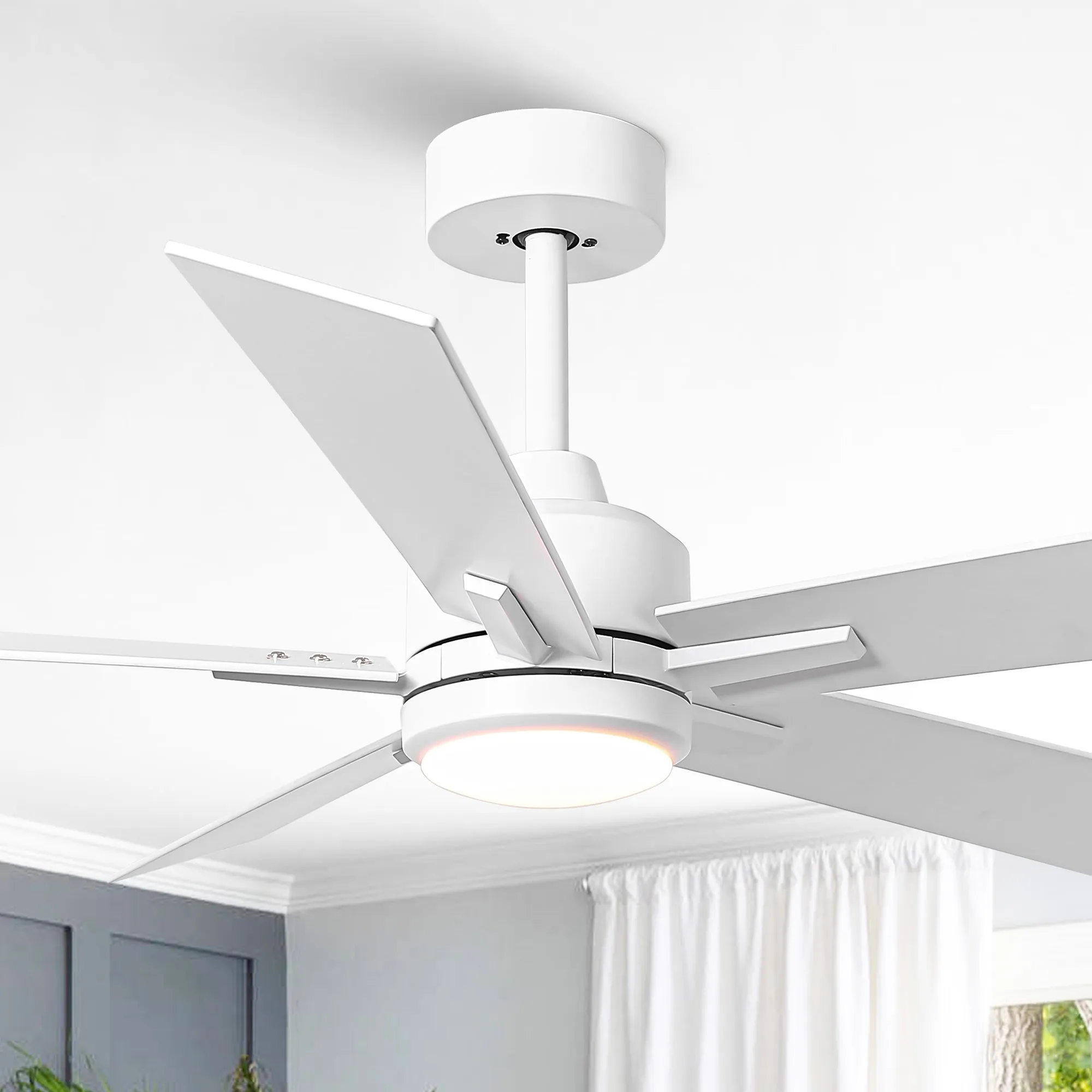 48" DC Motor 5 Blades Modern Downrod Mount Ceiling Fan