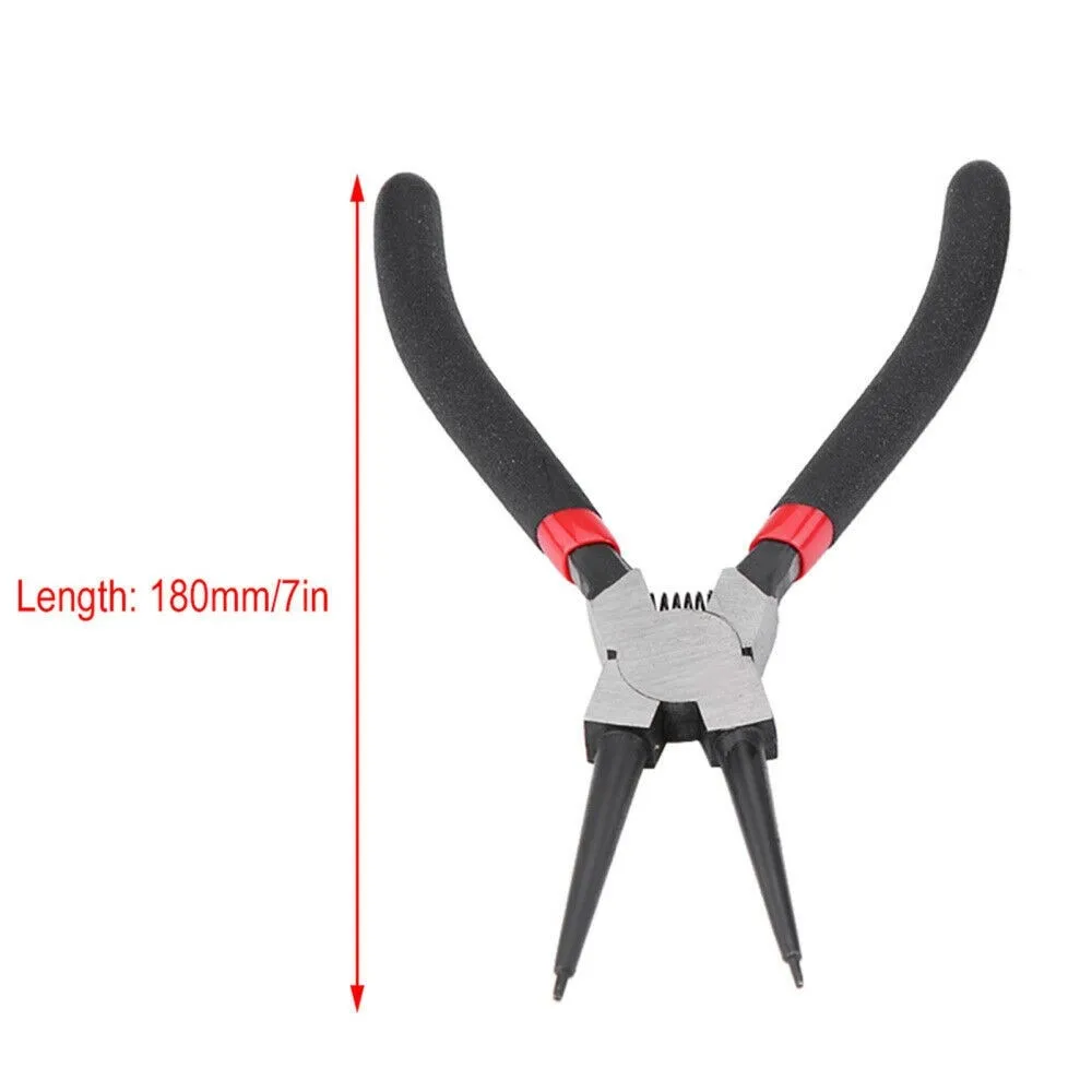 4Pcs Circlip Plier Set 7'' Long Nose Plier Staight Bent Plier Inner Outer   Staight Bent Plier Retaining Snap Ring Remover Tool