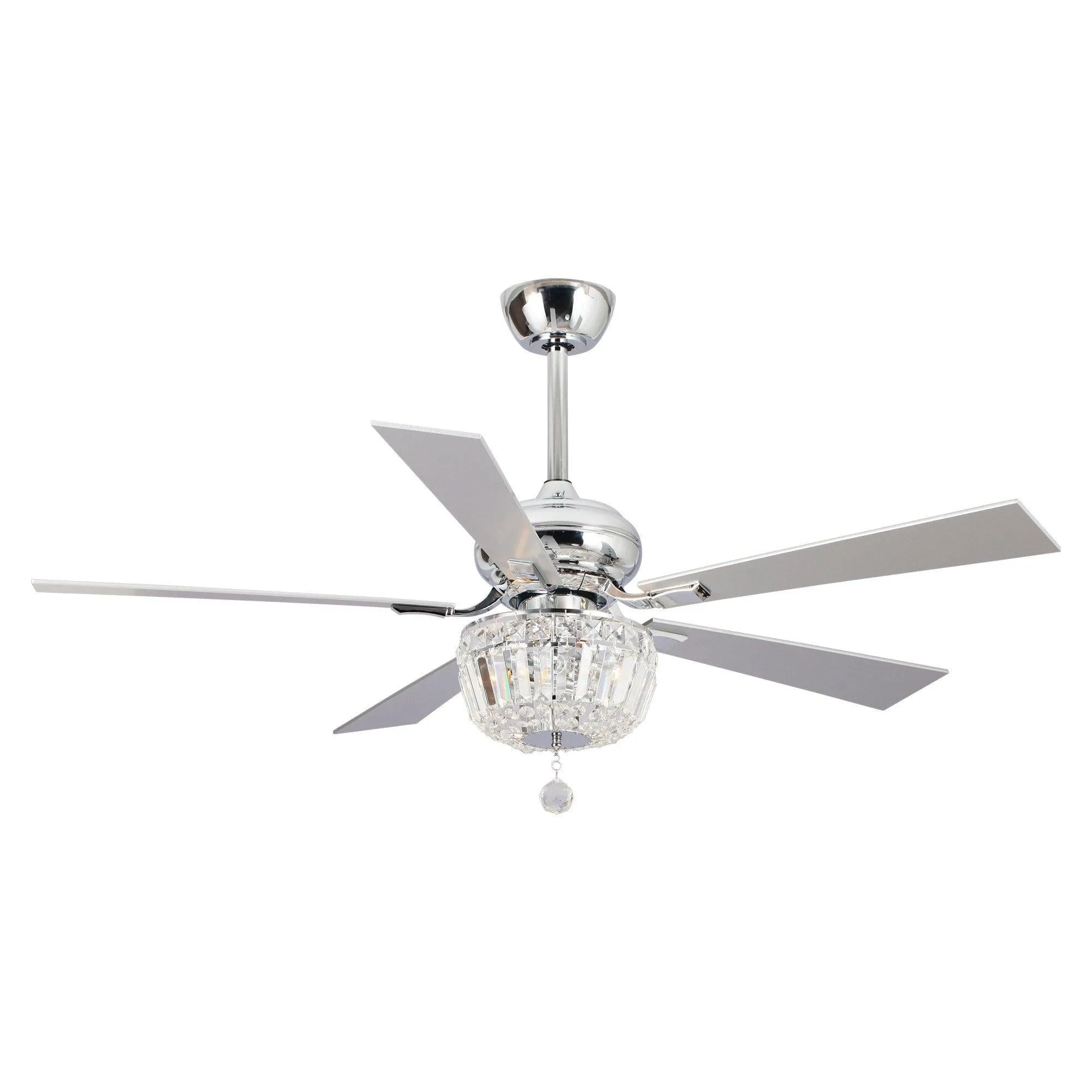 52" Ganga Modern Downrod Mount Reversible Crystal Ceiling Fan with Lighting and Remote Control