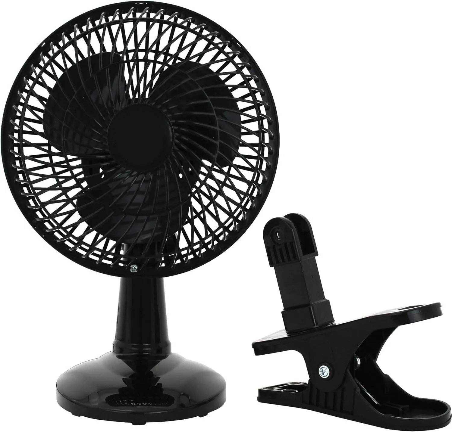 6-inch Convertible Desk Fan Clip On Base or Tabletop - Black