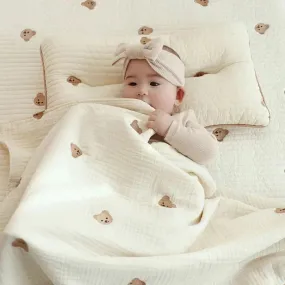 6 Layers Embroidery Bear Print Baby Swaddle Blanket S3357503