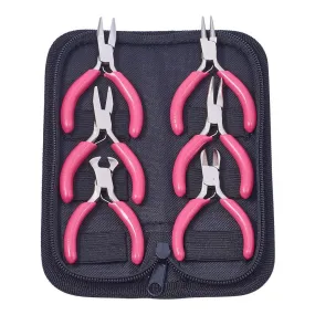 6 Pcs Jewelry Tool Set, Round Nose Pliers, Flat Nose Pliers, Wire Cutters, Jewelry Making Tools, Beading Suppliers, Jewelry Making with Bag