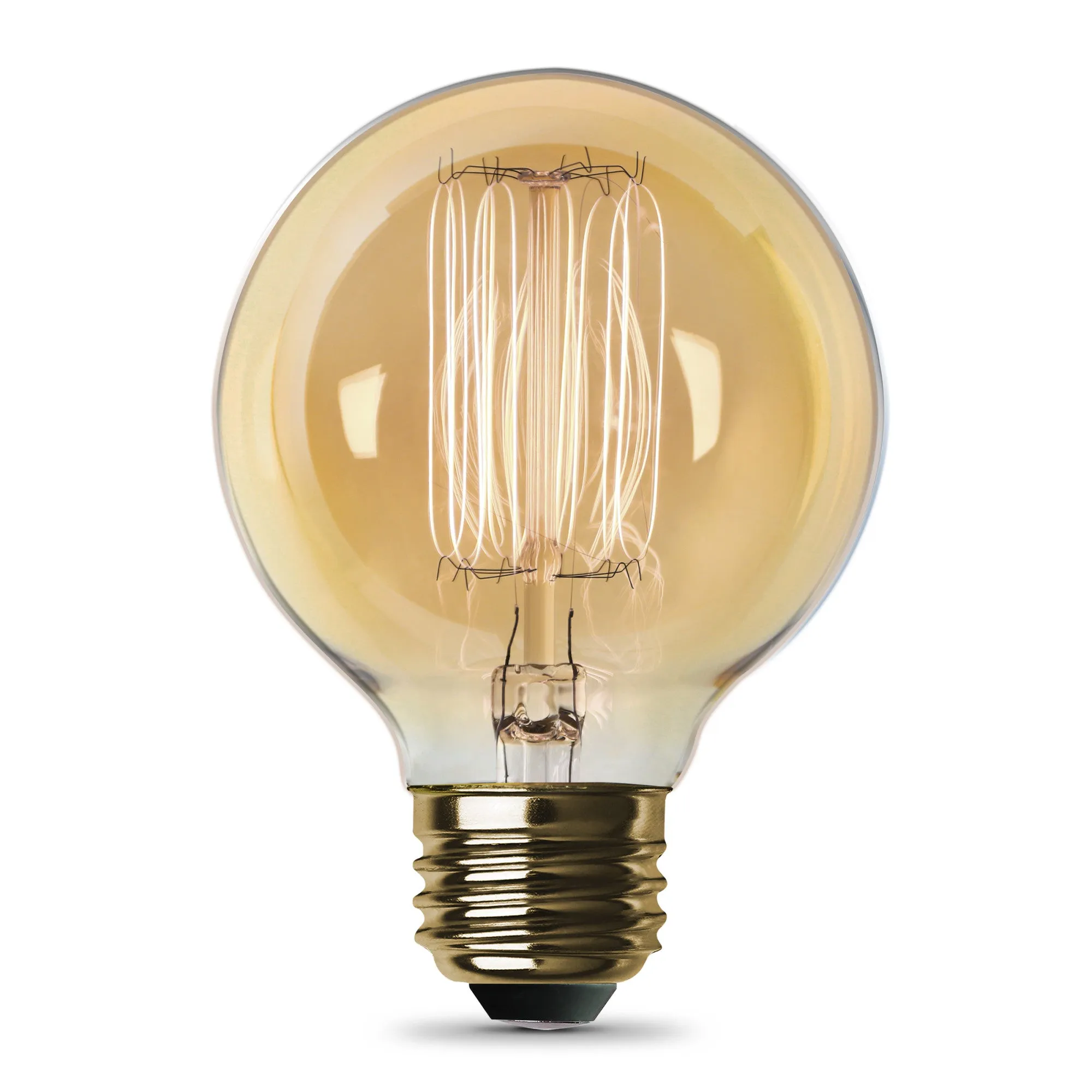 60W Replacement G25 E26 Dimmable Filament Amber Glass Vintage Edison Incandescent Light Bulb, Warm White