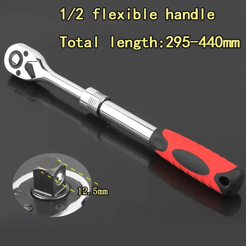 72teeth 1/4" 3/8" 1/2" adjustable extension ratchet handle wrench long rotating telescopic socket ratchet wrench spanner