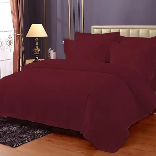 AASHIYANA SAJONA Bedsheets for Double Bed - 1 Bedsheet with 2 Pillow Covers, Luxury Bedding Set, Gift for Couples for Romantic Dates, Wedding, Champagne (Maroon)