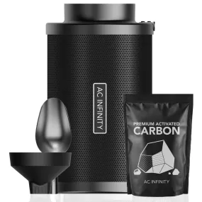 AC Infinity Refillable Carbon Filter Kit, with Charcoal Refill, 6-Inch