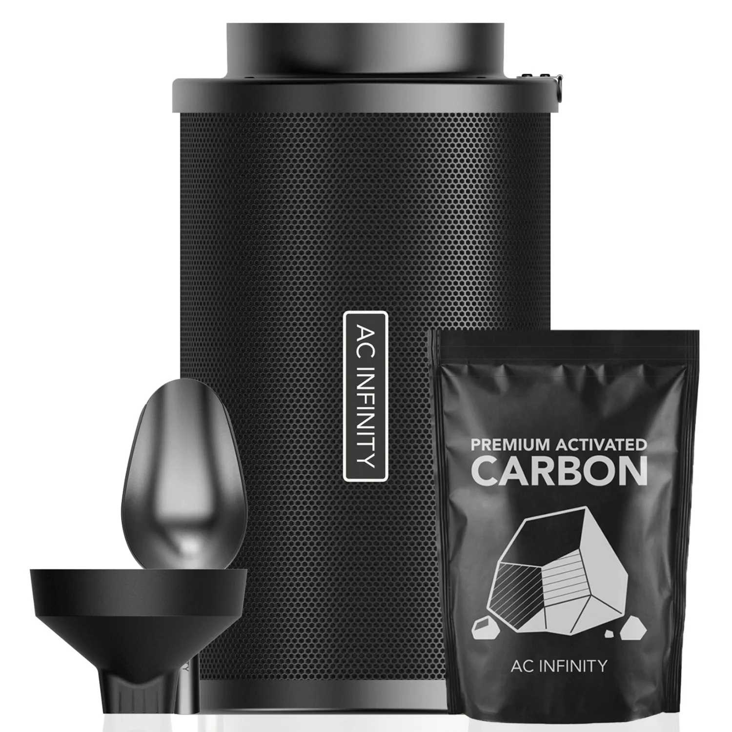 AC Infinity Refillable Carbon Filter Kit, with Charcoal Refill, 8-Inch