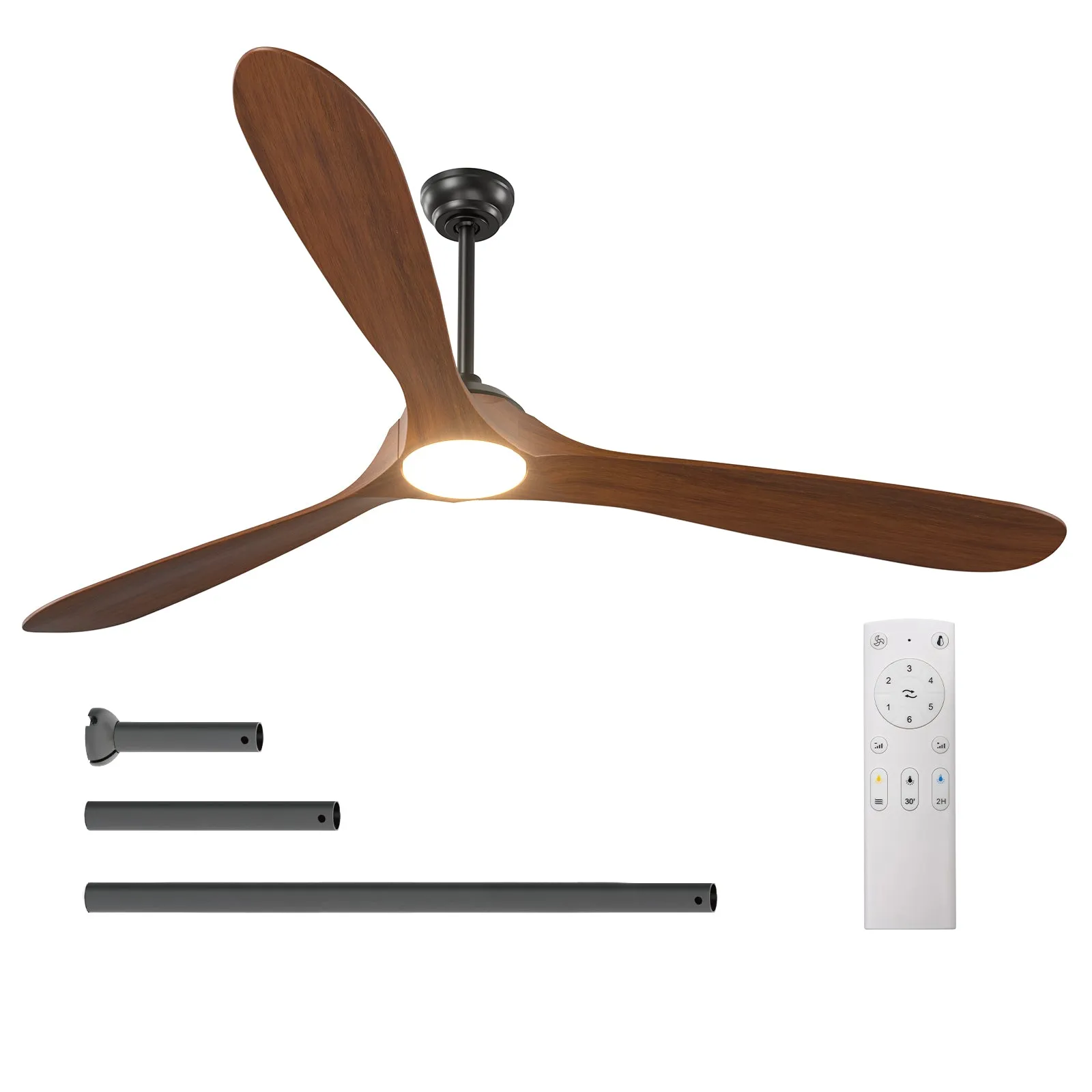 Addlon Ceiling Fans with Lights, 60/70/80 Inch Indoor/Outdoor Ceiling Fan with Remote Control, Reversible, 3 Wood Blades, 6 Speeds, 3CCT Dimmable, Noiseless, Large Ceiling Fan for Patio, Gazebo, Farmhouse