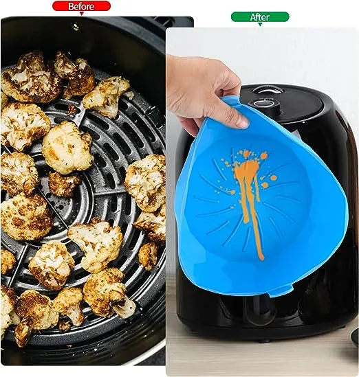 Air Fryer Reuseable Silicone Pots |2 Pieces Silicone Air Fryer Liners Pods |Reusable Air Fryer Silicone Liners, Round Air Fryer Replacement Mats Basket Accessories Liners for Air Fryer, Oven, Microwave - 8.3 inch