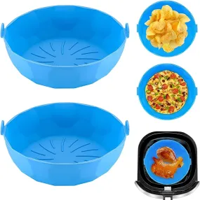 Air Fryer Reuseable Silicone Pots |2 Pieces Silicone Air Fryer Liners Pods |Reusable Air Fryer Silicone Liners, Round Air Fryer Replacement Mats Basket Accessories Liners for Air Fryer, Oven, Microwave - 8.3 inch