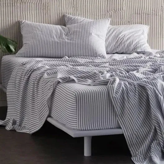 Alfred Blue Flannelette Sheet Set by LINEN HOUSE