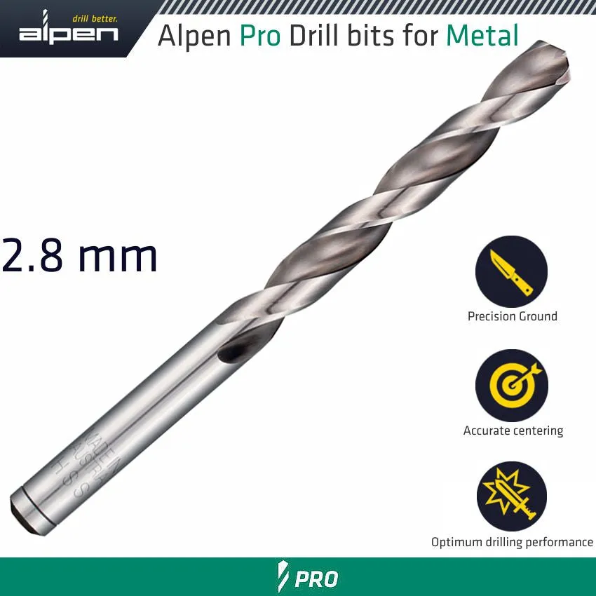 ALPEN ALPEN PRO 2.8 MM HSS DRILL DIN 338 RN 135 WITH SPLIT POINT BULK ALP9540028