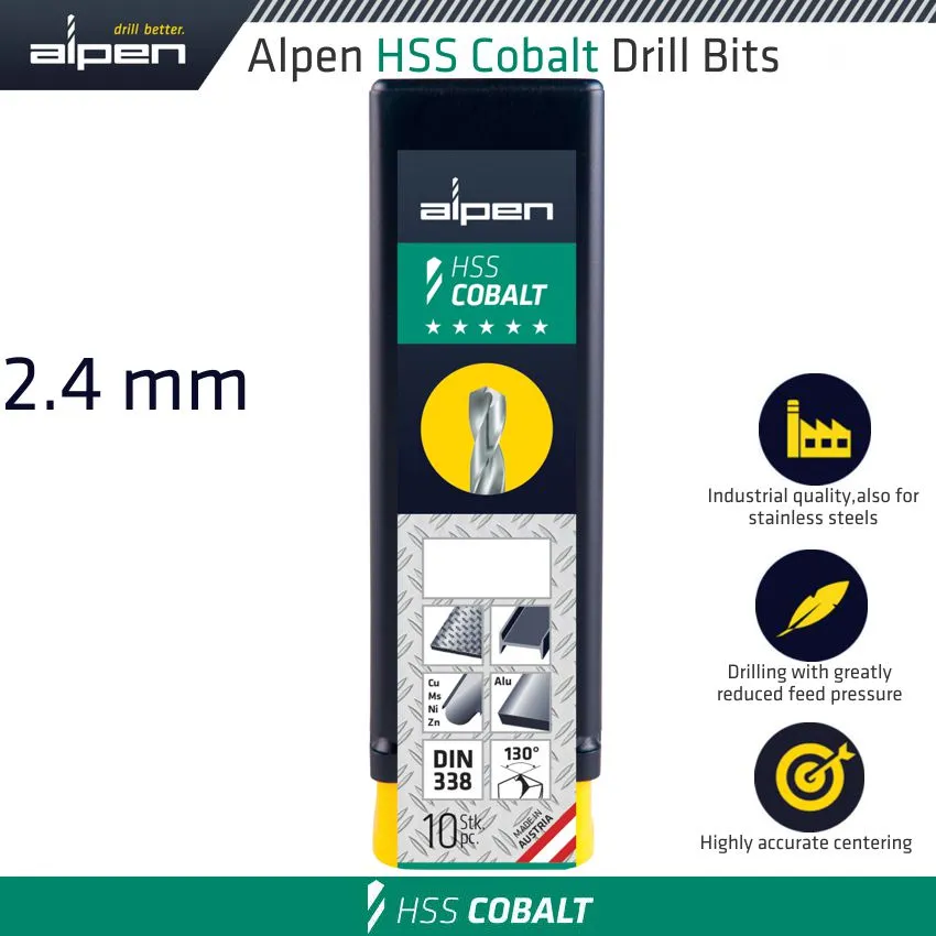 ALPEN HSS COBALT DIN 338 2.4MM BULK ALP6130024