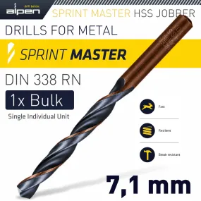 ALPEN HSS SPRINT MASTER 7.1MM BULK DIN 338 ALPEN DRILL BIT ALP6260071