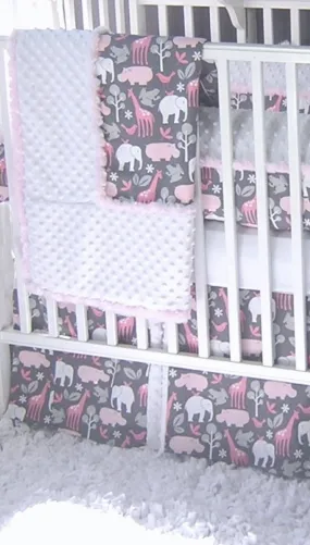 Animal Cookies Pink 4 Piece Crib Bedding Set