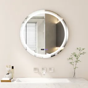 Anti-Fog Round Led Bathroom Mirror with 3 Color LED Lights-L