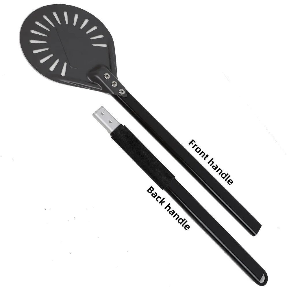 Anygleam Pizza Shovel 118cm Silver for Perforated Peel with Metal Handle Oven Turning Baking Accessory