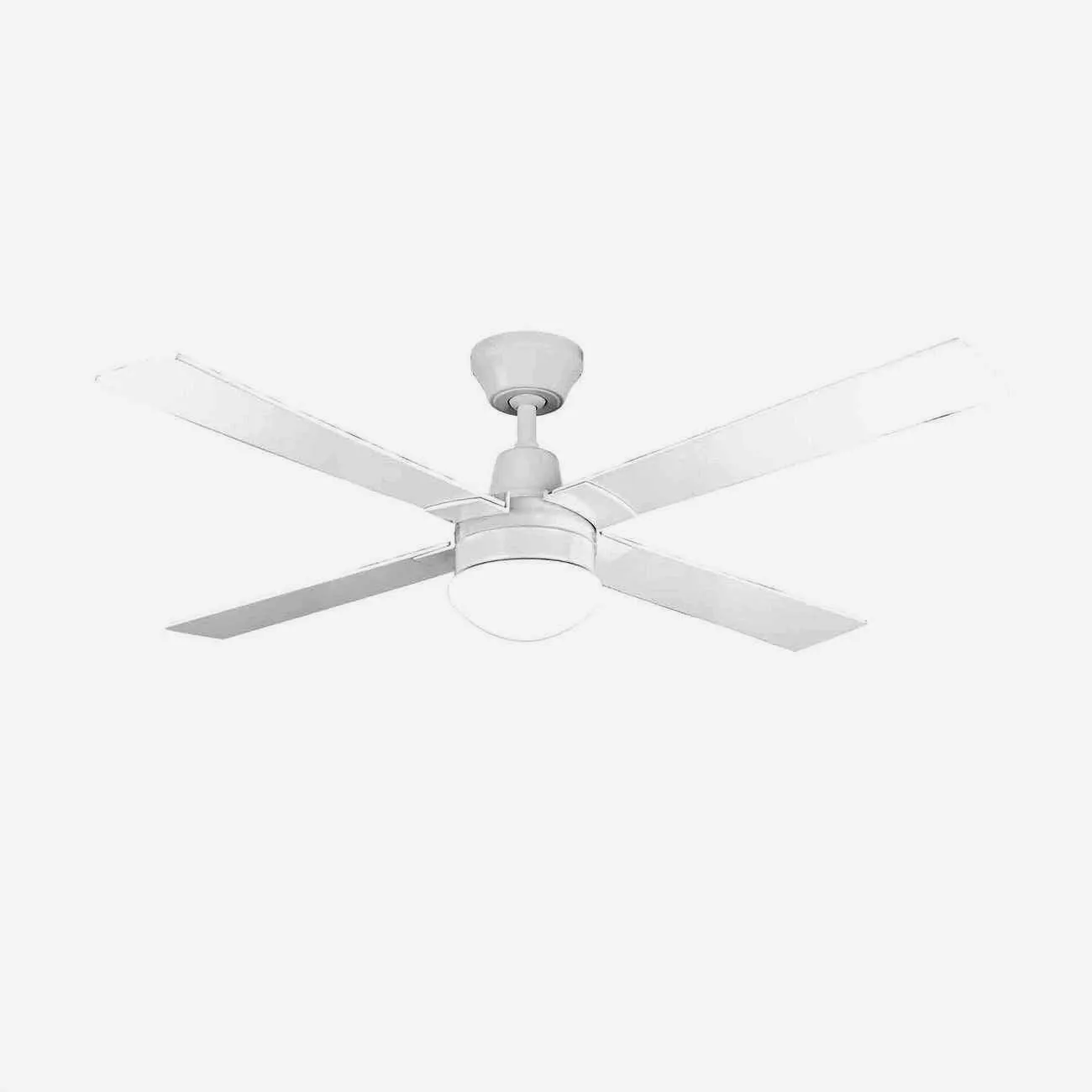 Arlec 120cm White 4 Blade Classic Ceiling Fan With Light/ Reversible Motor for Summer & Winter