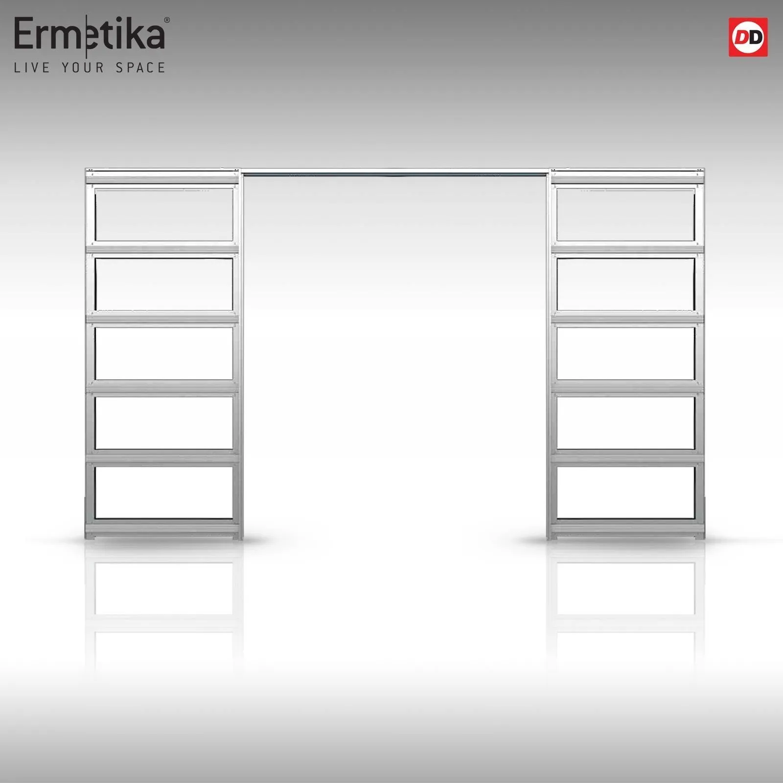 Ascot Double Evokit Pocket Doors - White Primed