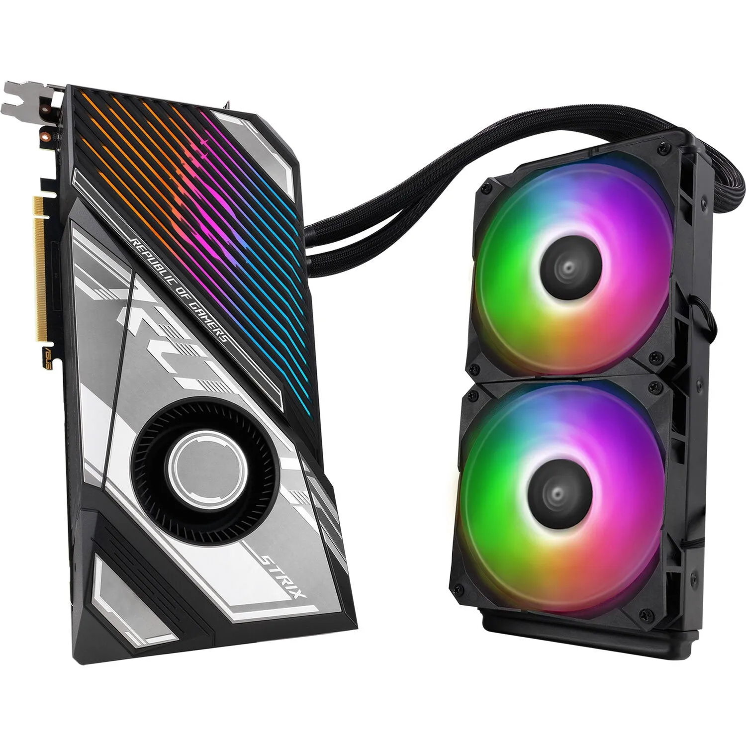 ASUS ROG Strix LC NVIDIA GeForce RTX 4090 OC Edition Gaming Graphics Card (PCIe 4.0, 24 GB GDDR6X, HDMI 2.1, DisplayPort 1.4a, 240 mm radiator, 560mm tubing) ROG-STRIX-LC-RTX4090-O24G-GAMING