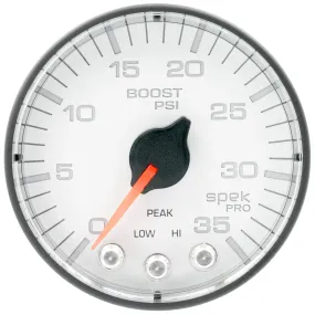 AutoMeter P303128 GAUGE; BOOST; 2 1/16in.; 35PSI; STEPPER MOTOR W/PEAK/WARN; WHITE/BLACK; SPEK-PRO