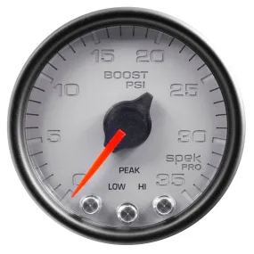 AutoMeter P30322 GAUGE; BOOST; 2 1/16in.; 35PSI; STEPPER MOTOR W/PEAK/WARN; SILVER/BLK; SPEK-PRO