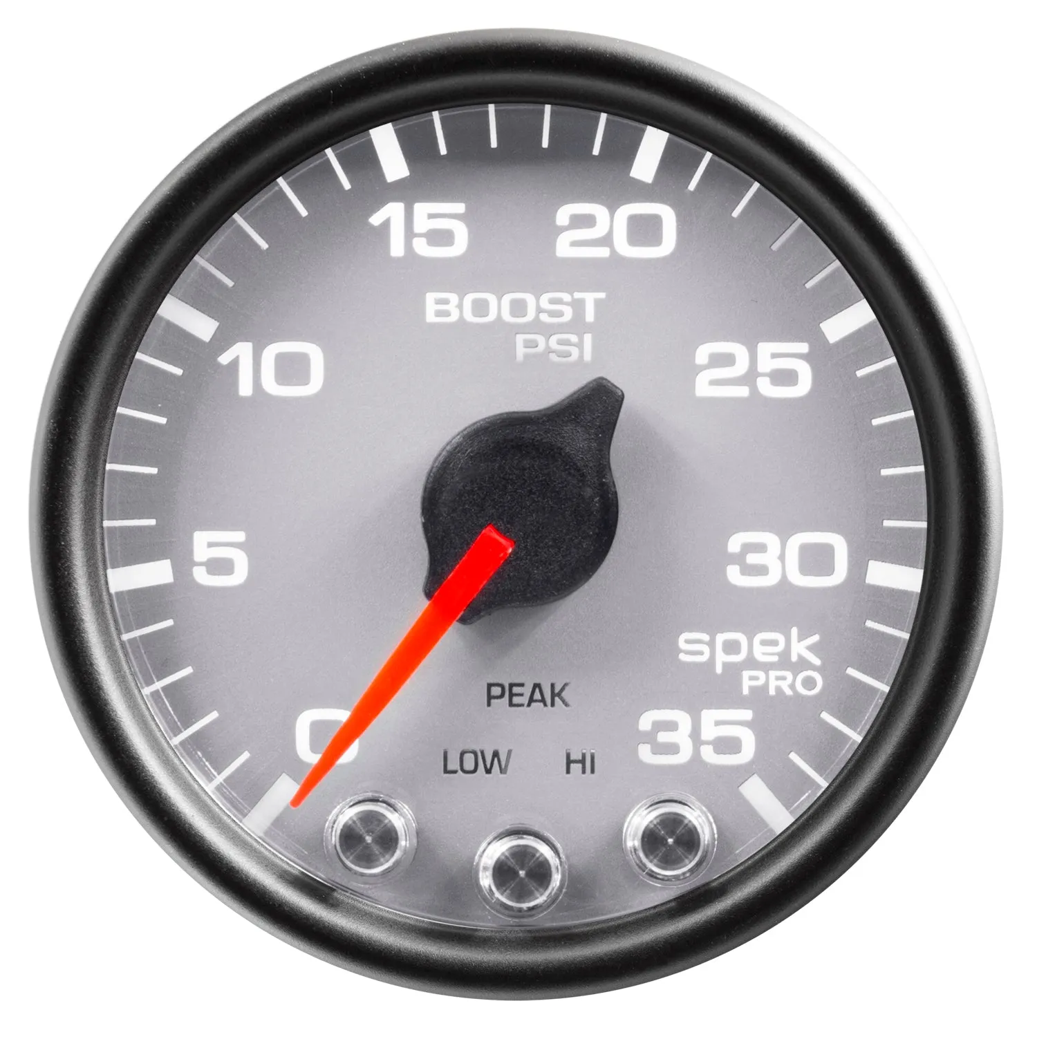 AutoMeter P30322 GAUGE; BOOST; 2 1/16in.; 35PSI; STEPPER MOTOR W/PEAK/WARN; SILVER/BLK; SPEK-PRO