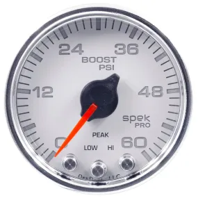 AutoMeter P30411 GAUGE; BOOST; 2 1/16in.; 60PSI; STEPPER MOTOR W/PEAK/WARN; WHT/CHRM; SPEK-PRO