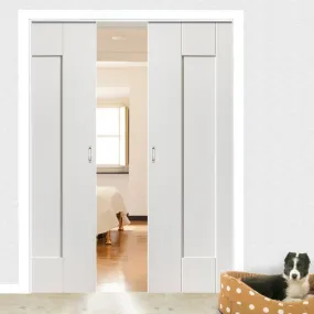 Axis Panelled Double Evokit Pocket Doors - White Primed