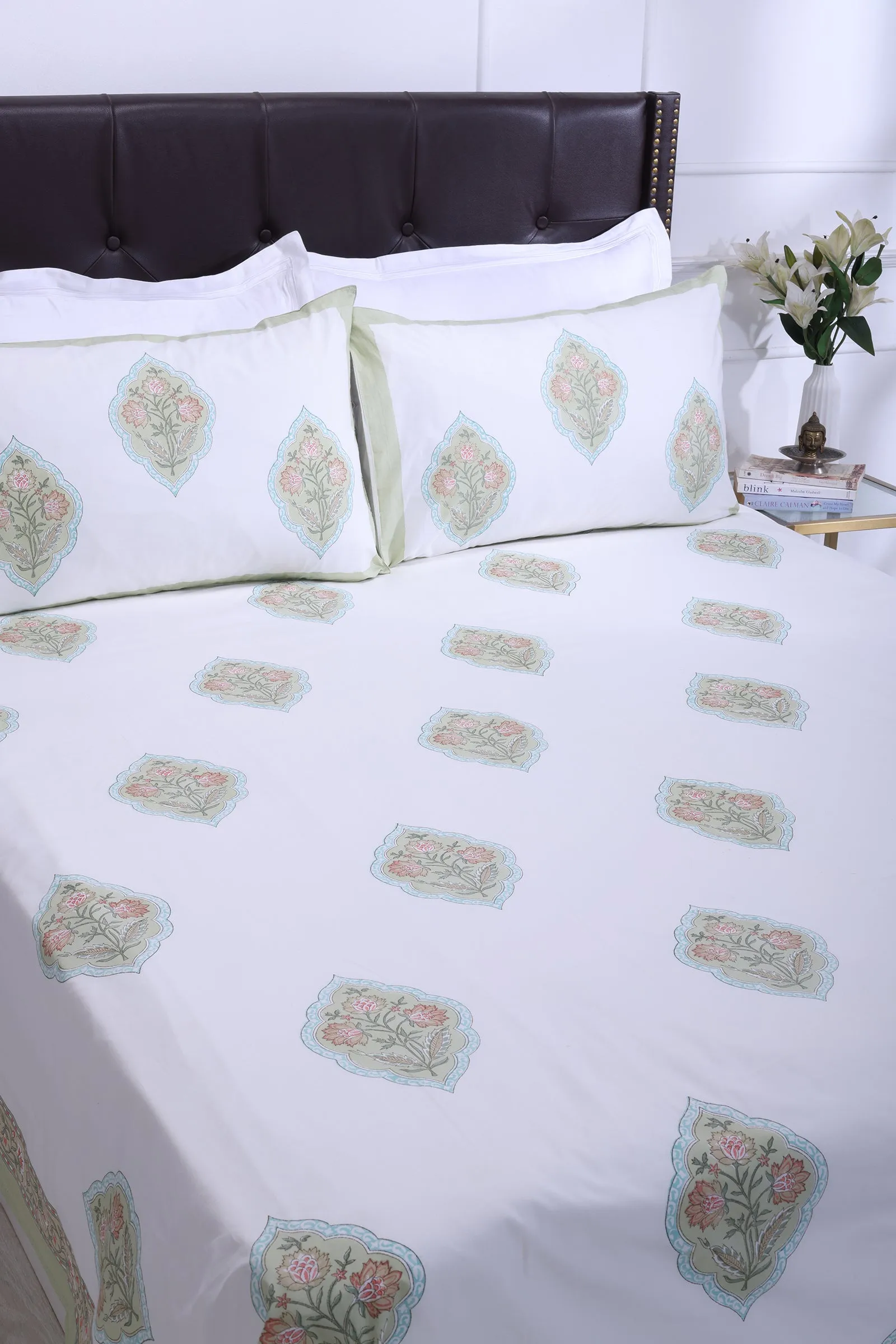 Bagh E Nargis Olive Cotton Percale Bedsheet