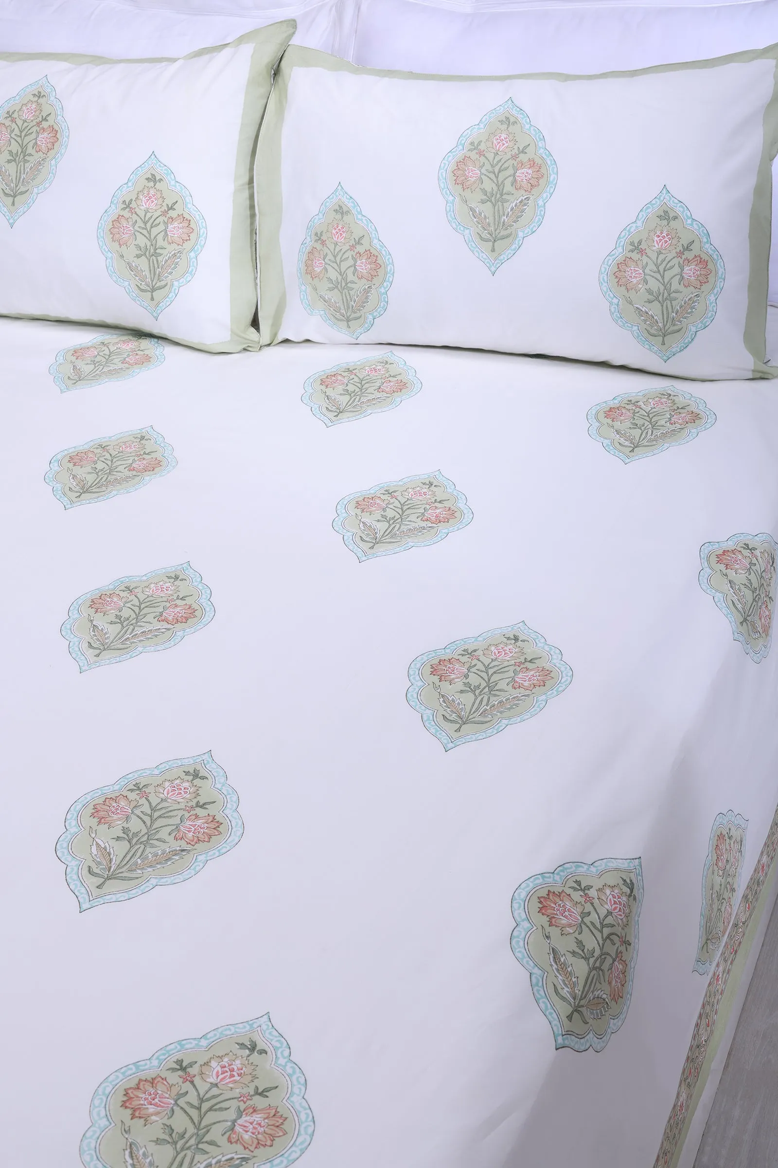 Bagh E Nargis Olive Cotton Percale Bedsheet