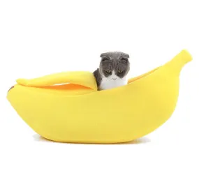 Banana Bed For Cats with Green Pink and Yellow